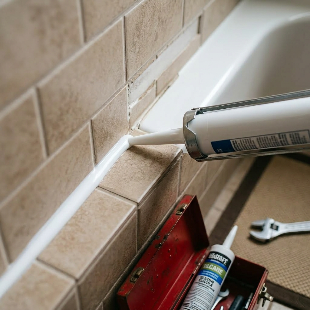 Man kneeling repairing kitchen cabinet hinge with screwdriver